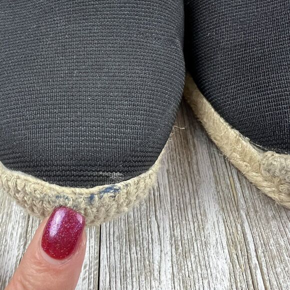 Adrienne Vittadini Shoes Wedge Espadrilles Black Tan Stretch 8.5 - Picture 5 of 10